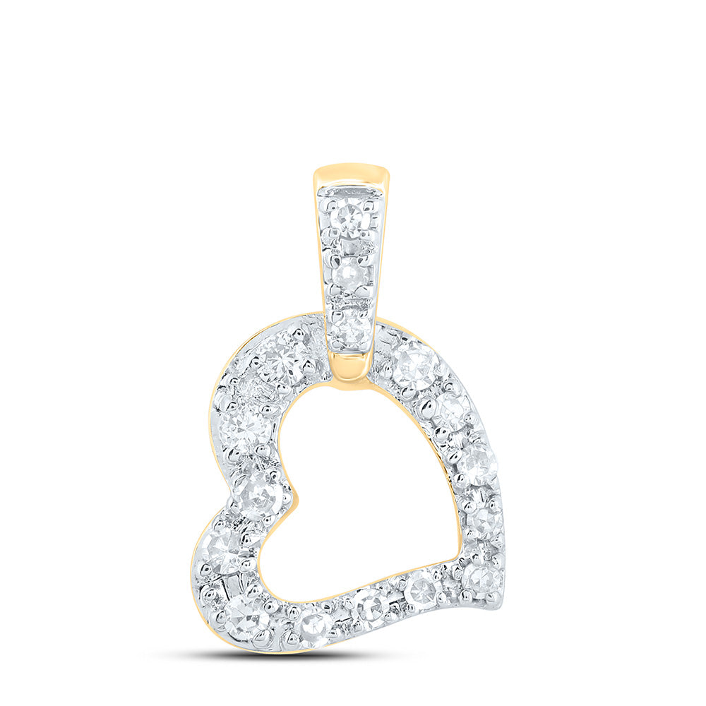 0.06 Ctw Natural Diamond Open Heart Pendant in 10k Yellow Gold