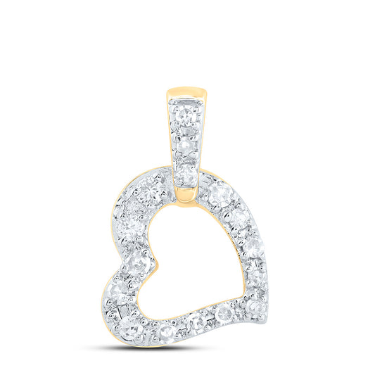 0.06 Ctw Natural Diamond Open Heart Pendant in 10k Yellow Gold