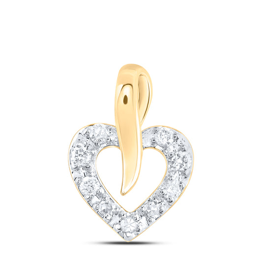 0.05 Ctw Natural Diamond Heart Pendant in 10k Yellow Gold