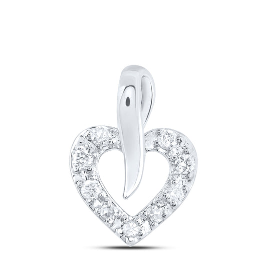0.06 Ctw Natural Diamond Heart Pendant in 10k White Gold