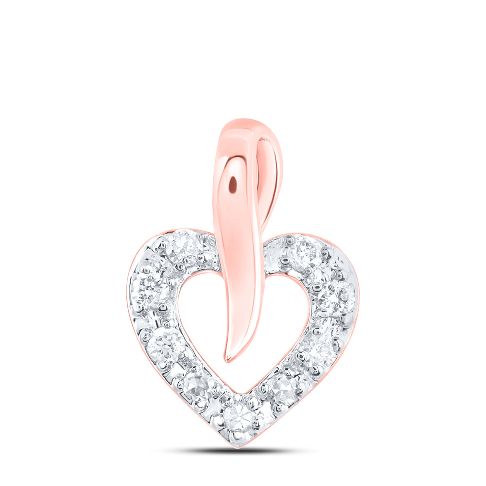 0.06 Ctw Natural Diamond Heart Pendant in 10k Rose Gold
