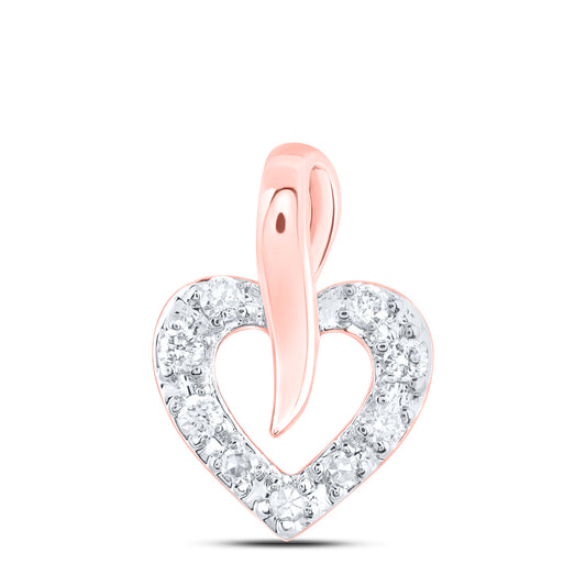 0.06 Ctw Natural Diamond Heart Pendant in 10k Rose Gold