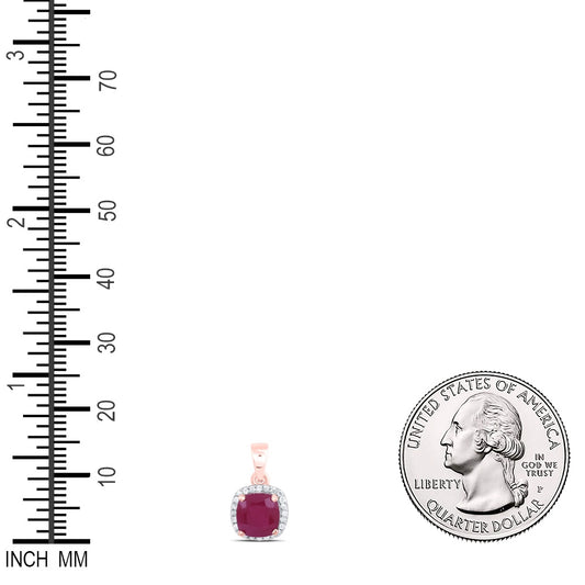 1.56 Ctw Natural Diamond Center Red Diamond Fashion Pendant in 10k Rose Gold