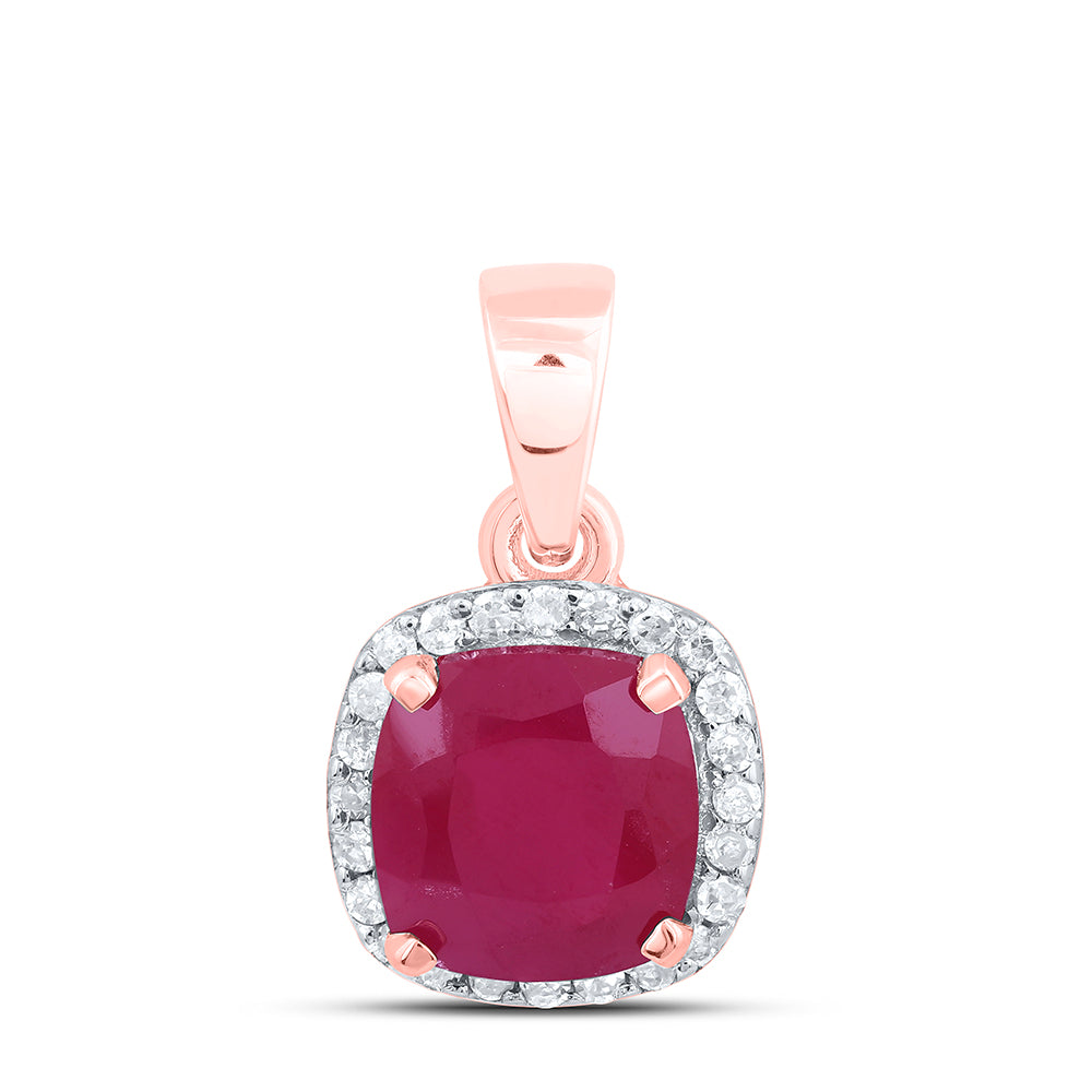 1.56 Ctw Natural Diamond Center Red Diamond Fashion Pendant in 10k Rose Gold