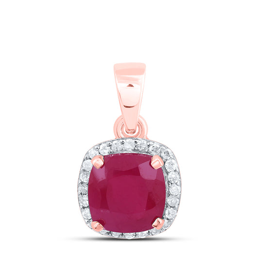 1.56 Ctw Natural Diamond Center Red Diamond Fashion Pendant in 10k Rose Gold