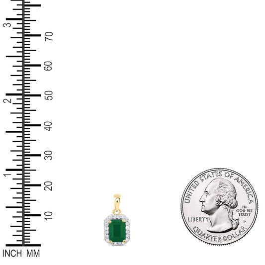 1.16 Ctw Natural Diamond Green Octagon Shaped Pendant in 10k Yellow Gold