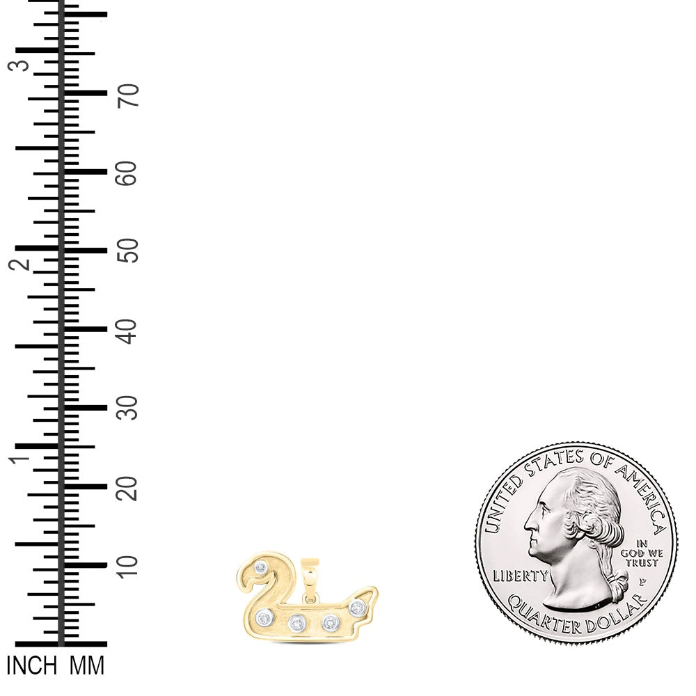 0.06 Ctw Natural Diamond Duck Pendant in 10k Yellow Gold