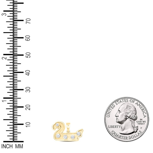 0.06 Ctw Natural Diamond Duck Pendant in 10k Yellow Gold