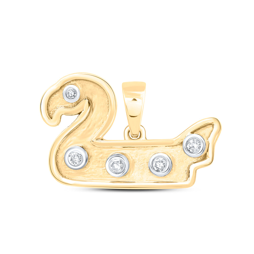 0.06 Ctw Natural Diamond Duck Pendant in 10k Yellow Gold