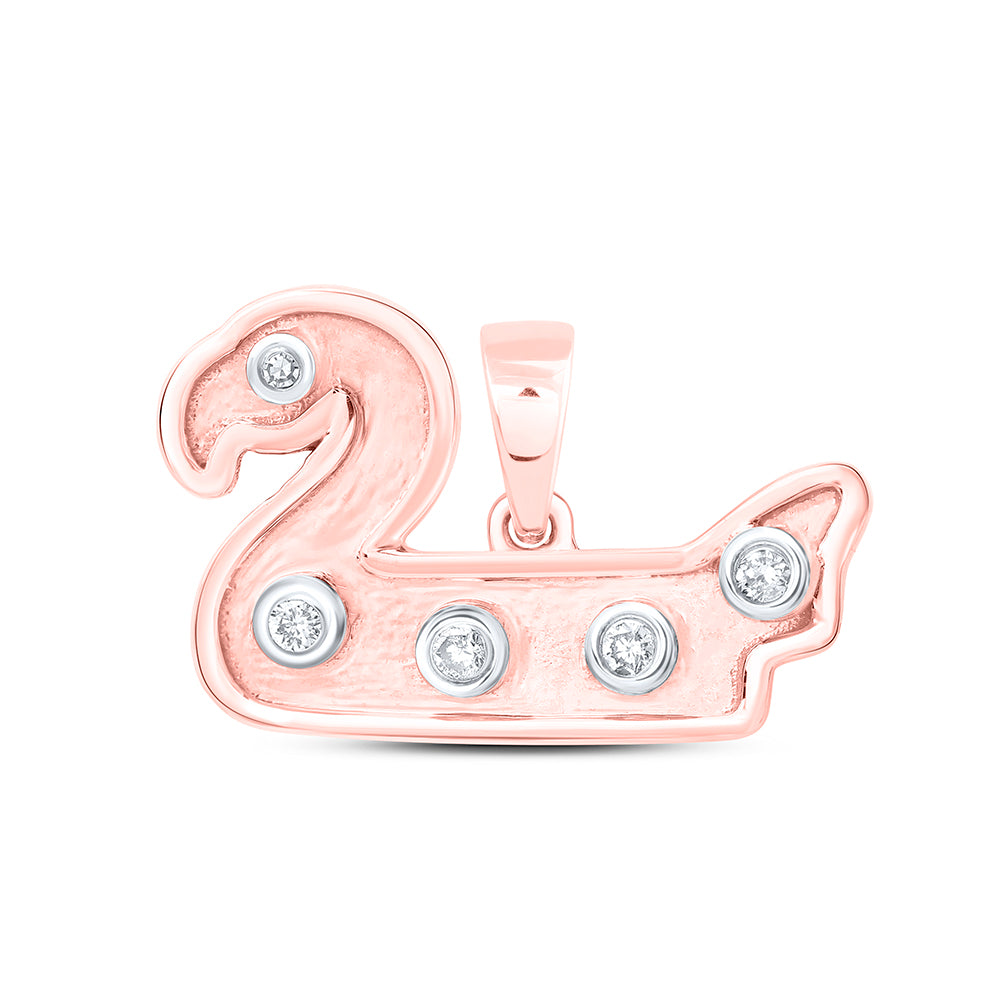 0.06 Ctw Natural Diamond Duck Pendant in 10k Rose Gold