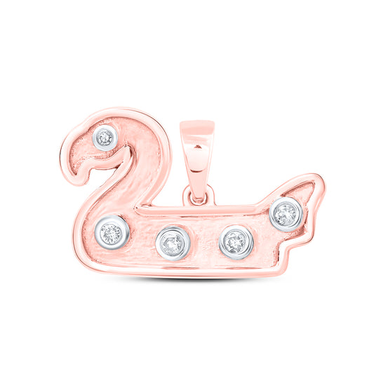 0.06 Ctw Natural Diamond Duck Pendant in 10k Rose Gold