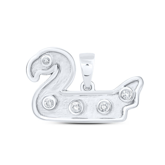 0.06 Ctw Natural Diamond Duck Pendant in 10k White Gold