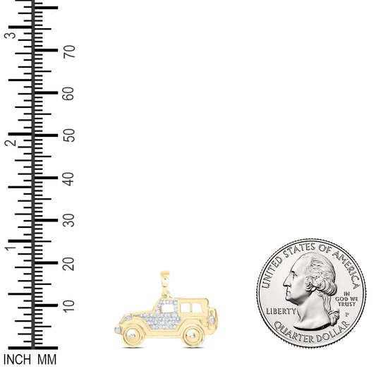 0.12 Ctw Natural Diamond Car SUV Gift Fashion Pendant in 10k Yellow Gold