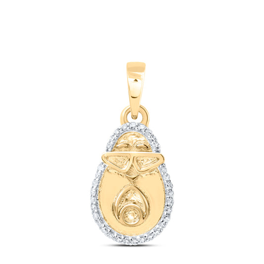 0.08 Ctw Natural Diamond Topaz Baby Shoe Pendant in 10k Yellow Gold