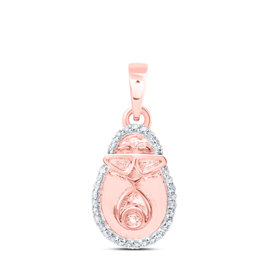 0.08 Ctw Natural Diamond Topaz Baby Shoe Pendant in 10k Rose Gold