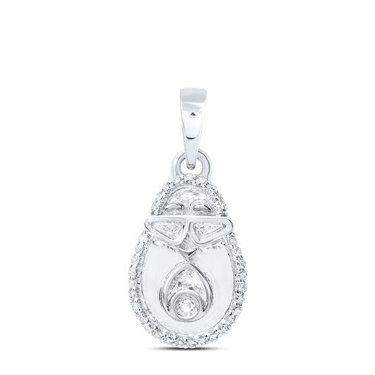 0.08 Ctw Natural Diamond Topaz Baby Shoe Pendant in 10k White Gold