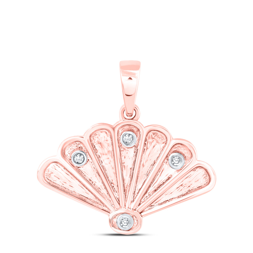 0.02 Ctw Natural Diamond Seashell Pendant in 10k Rose Gold