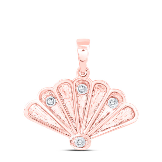 0.02 Ctw Natural Diamond Seashell Pendant in 10k Rose Gold