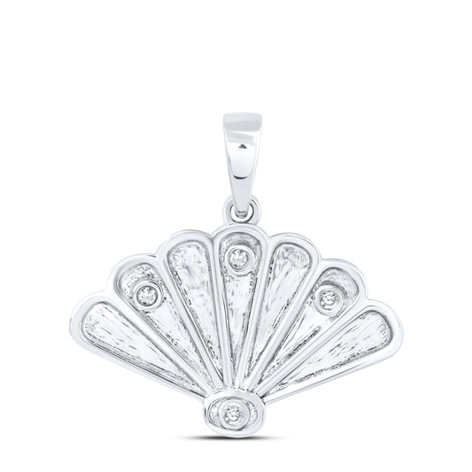 0.02 Ctw Natural Diamond Seashell Pendant in 10k White Gold