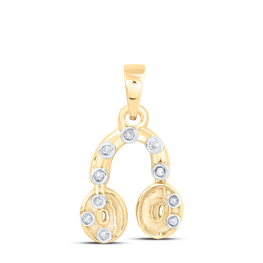 0.03 Ctw Natural Diamond Headphone Gift Pendant in 10k Yellow Gold