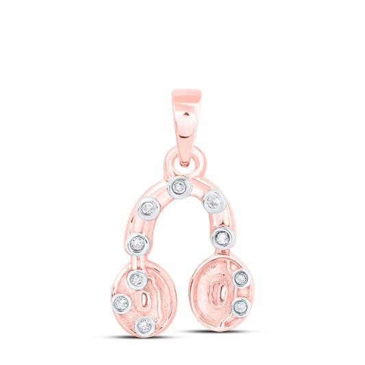 0.03 Ctw Natural Diamond Headphone Gift Pendant in 10k Rose Gold