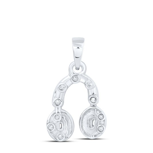 0.03 Ctw Natural Diamond Headphone Gift Pendant in 10k White Gold