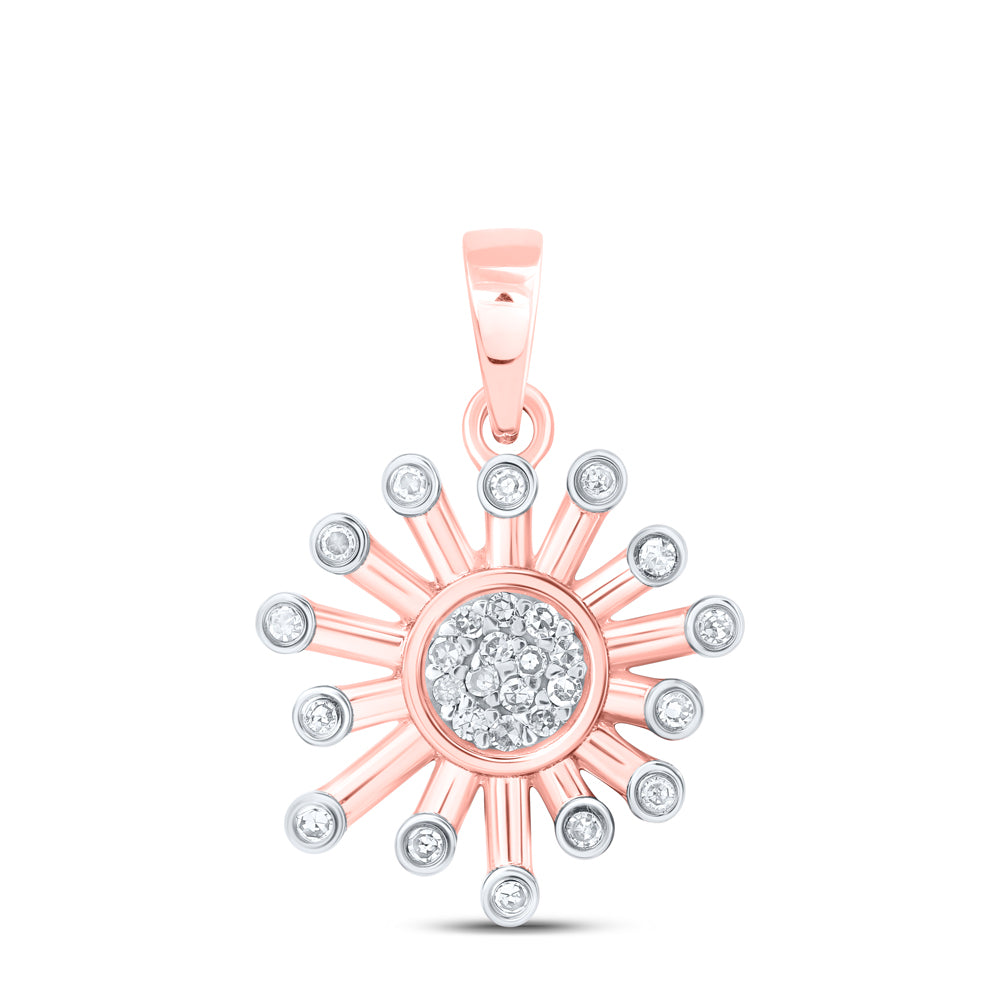 0.1 Ctw Natural Diamond Sunburst Pendant in 10k Rose Gold