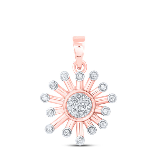 0.1 Ctw Natural Diamond Sunburst Pendant in 10k Rose Gold