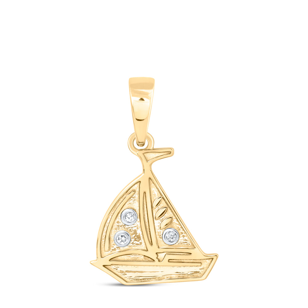 0.01 Ctw Natural Diamond Yatch Pendant in 10k Yellow Gold