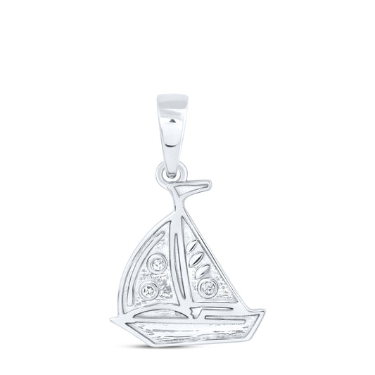 0.01 Ctw Natural Diamond Yatch Pendant in 10k White Gold