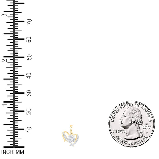 0.2 Ctw Natural Diamond Heart Gift Pendant in 10k Yellow Gold