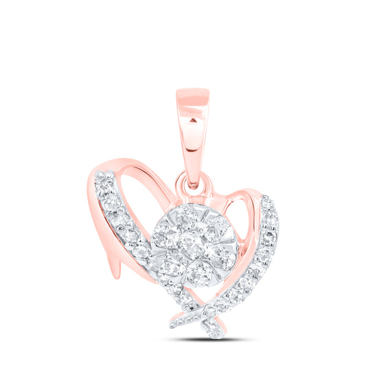 0.2 Ctw Natural Diamond Heart Gift Pendant in 10k Rose Gold