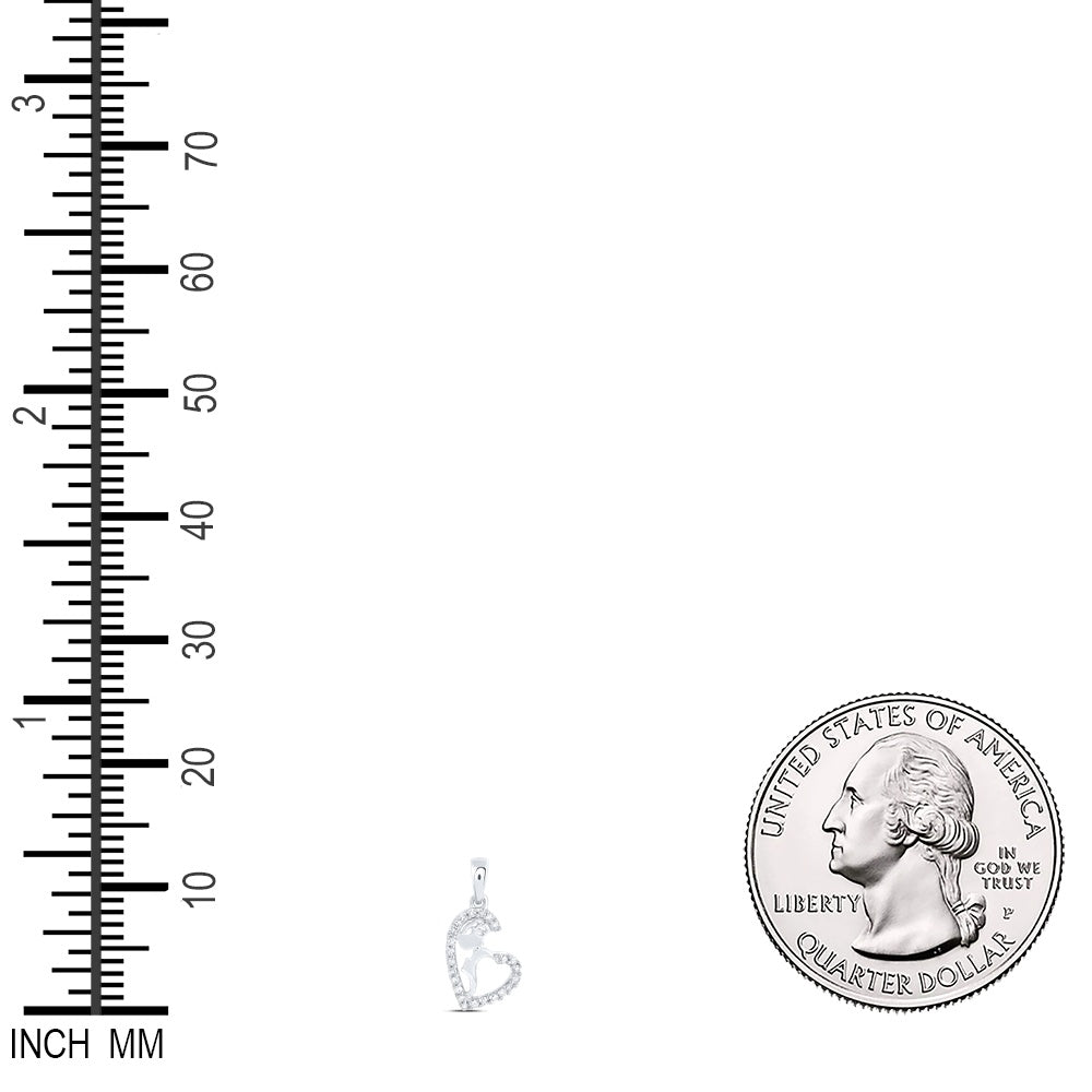 0.12 Ctw Natural Diamond Open Heart Pendant in 10k White Gold