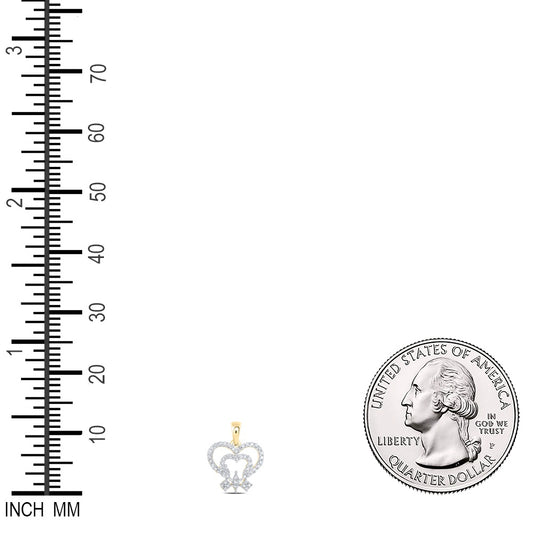 0.2 Ctw Natural Diamond Open Double Heart Pendant in 10k Yellow Gold