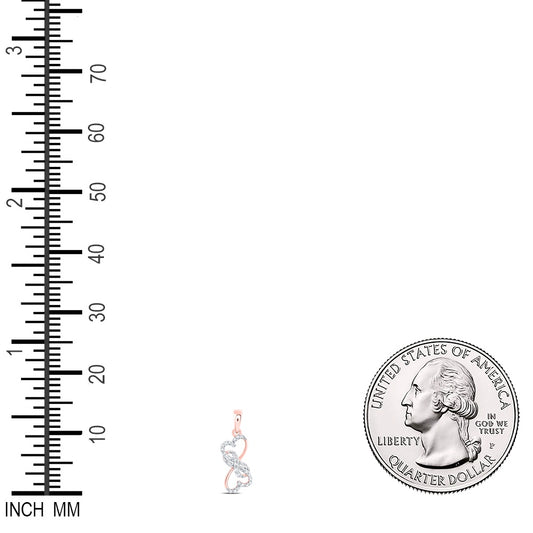 0.11 Ctw Natural Diamond Double Open Heart Infinity Pendant in 10k Rose Gold