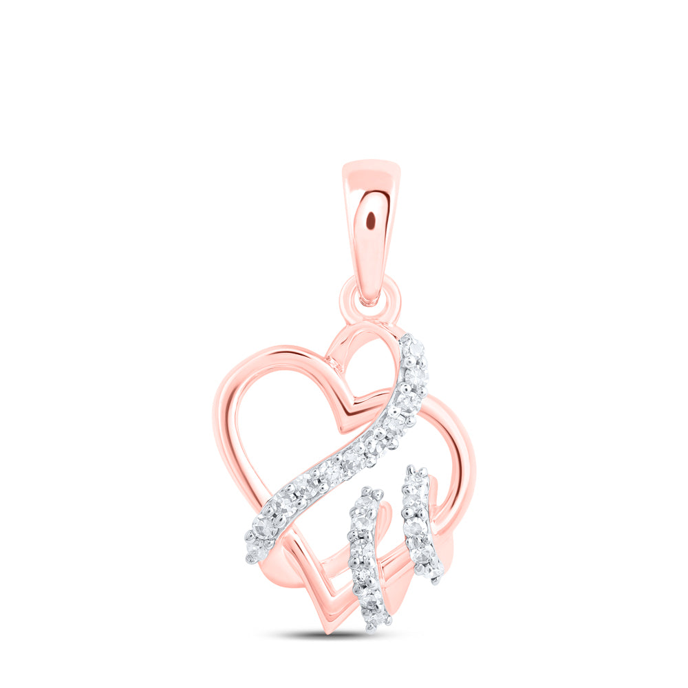 0.08 Ctw Natural Diamond Open Heart Pendant in 10k Rose Gold