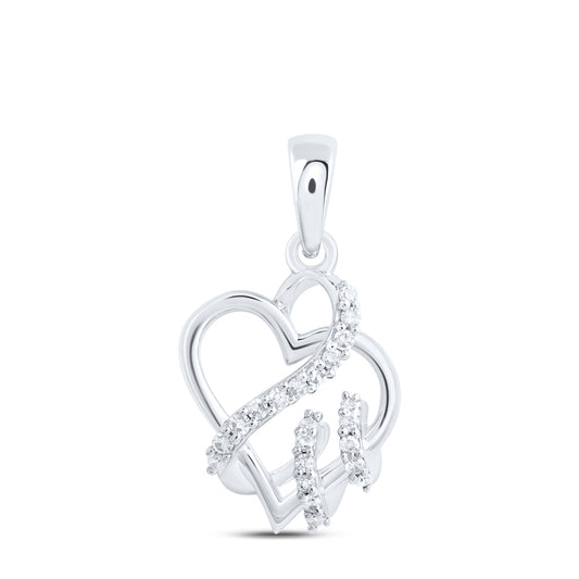 0.08 Ctw Natural Diamond Open Heart Pendant in 10k White Gold