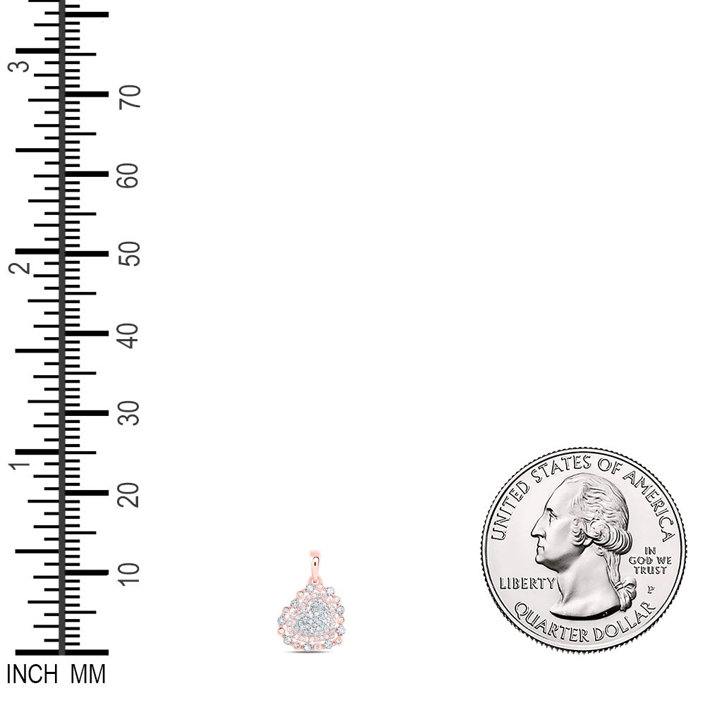 0.29 Ctw Natural Diamond Cluster Heart Pendant in 10k Rose Gold