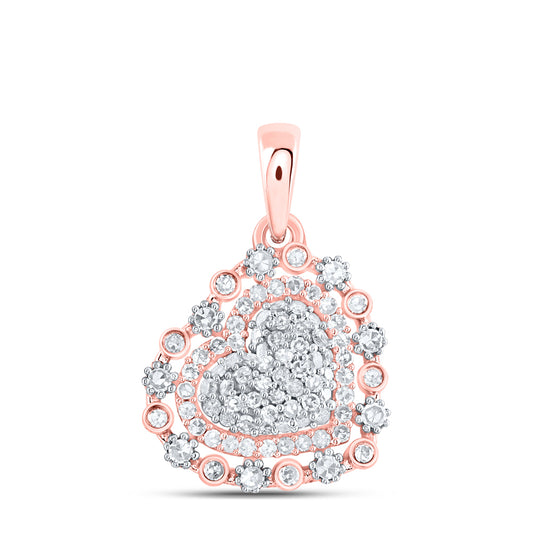 0.29 Ctw Natural Diamond Cluster Heart Pendant in 10k Rose Gold