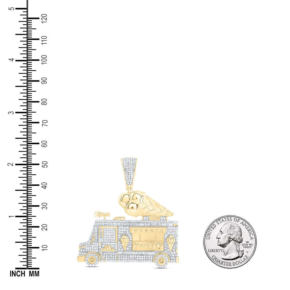 1.9 Ctw Natural Diamond Ice Truck Auto Pendant in 10k Yellow Gold