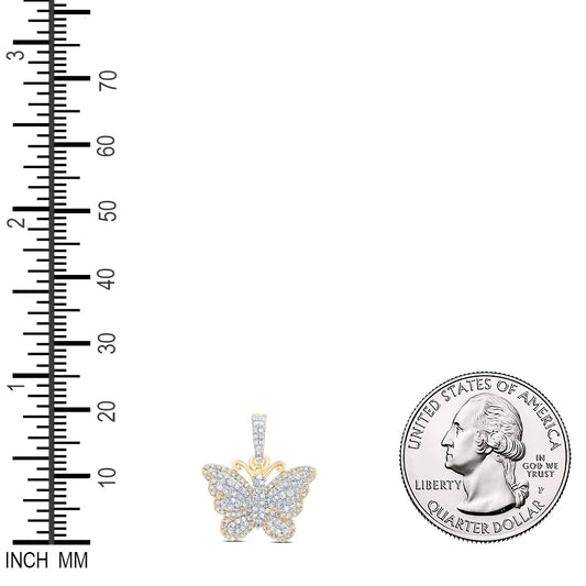 0.41 Ctw Natural Diamond Hiphop Butterfly Animal Pendant in 10k Yellow Gold