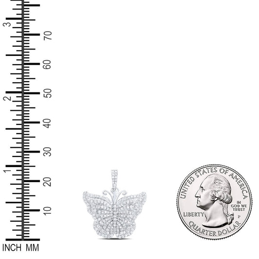 0.62 Ctw Natural Diamond Cluster Animal Butterfly Pendant in 10k White Gold