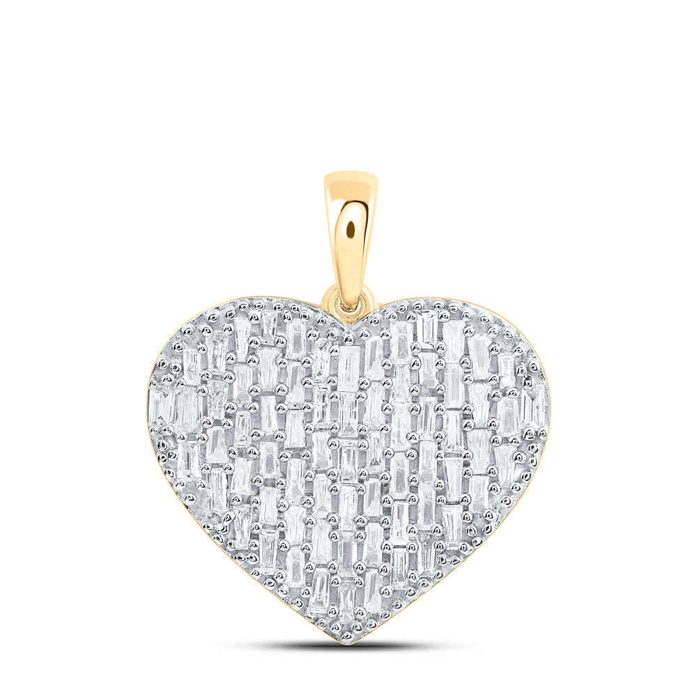 0.69 Ctw Natural Diamond Cluster Heart Gift Pendant in 10k Yellow Gold
