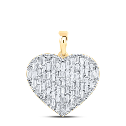 0.69 Ctw Natural Diamond Cluster Heart Gift Pendant in 10k Yellow Gold