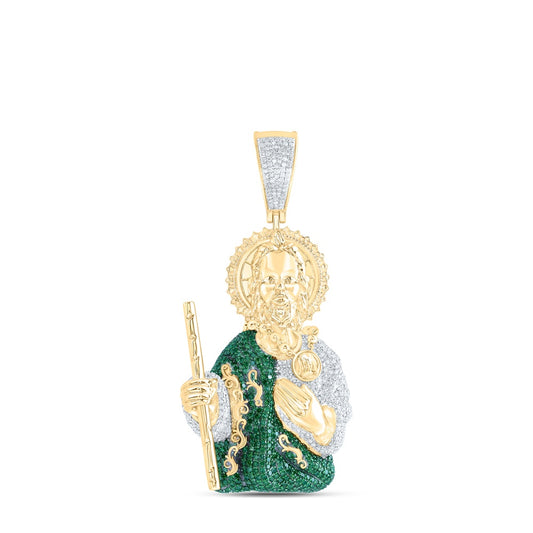 6.41 Ctw Natural Diamond Green St. Saint Juse Pendant in 10k Yellow Gold