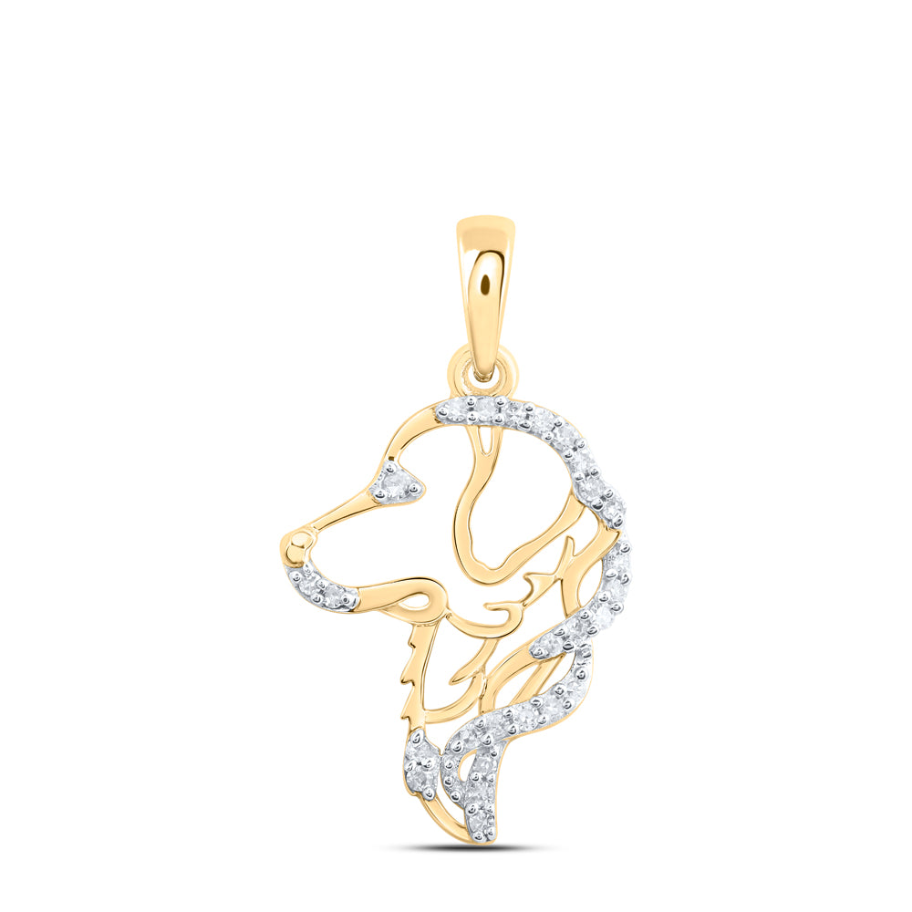 0.08 Ctw Natural Diamond Dog-Shaped Pendant in 10k Yellow Gold