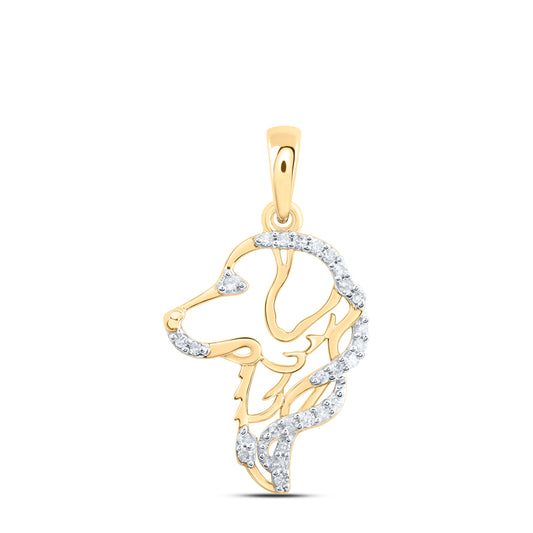 0.08 Ctw Natural Diamond Dog-Shaped Pendant in 10k Yellow Gold