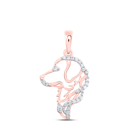 0.08 Ctw Natural Diamond Dog-Shaped Pendant in 10k Rose Gold