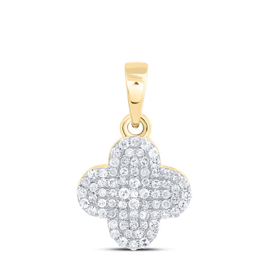 0.19 Ctw Natural Diamond Clover Pendant in 10k Yellow Gold