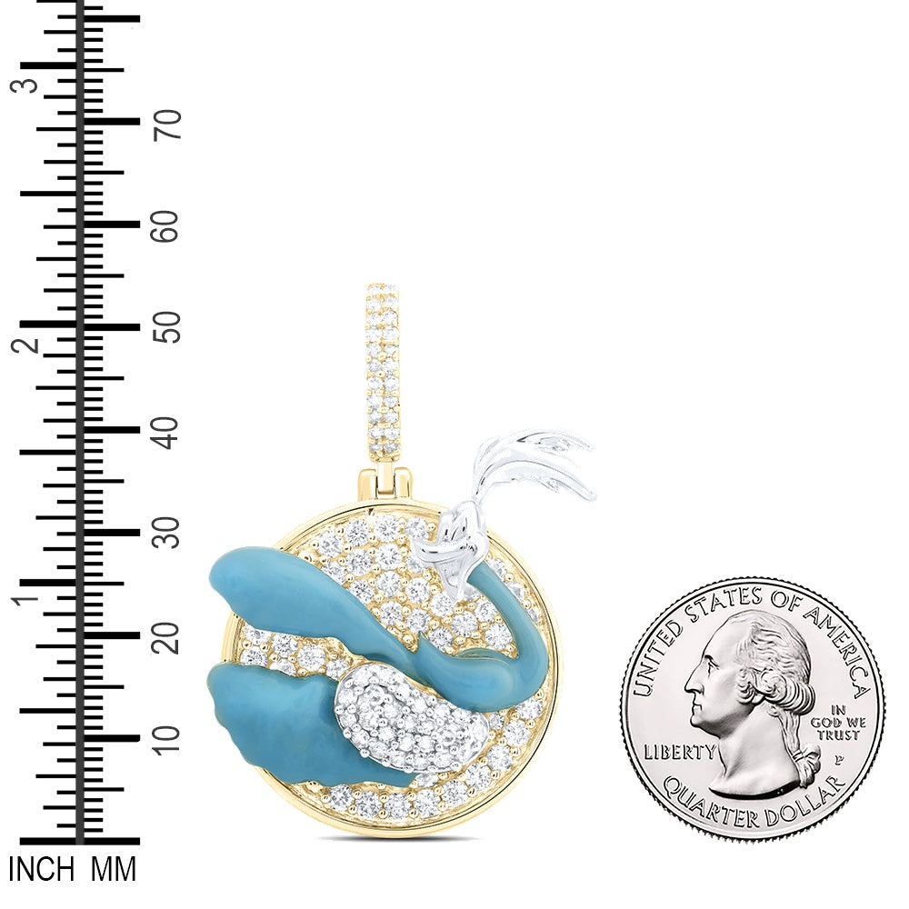 0.85 Ctw Natural Diamond Road Runner Pendant in 10k Yellow Gold